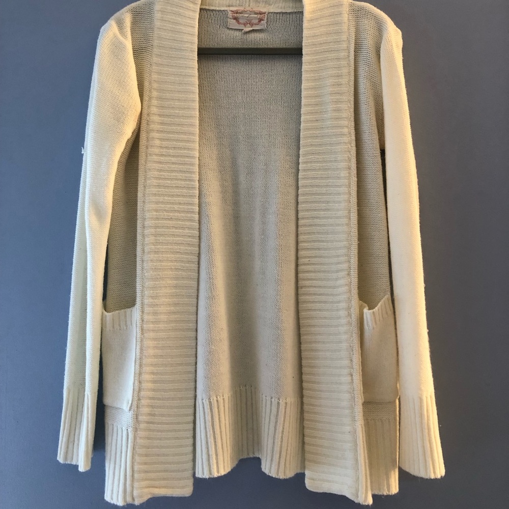 cream cardigan